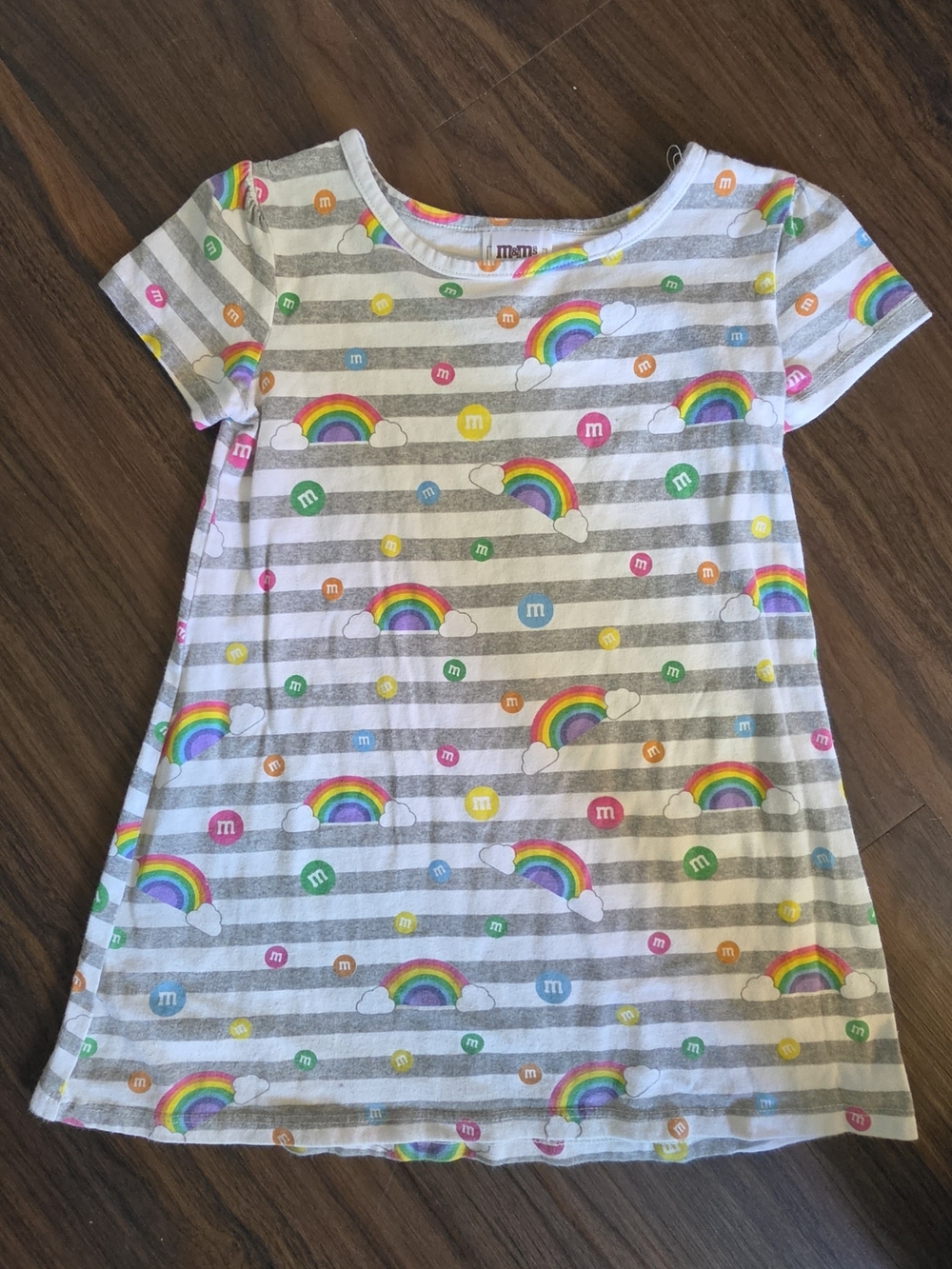 Kids Rainbow M&M Striped Pajama Dress - Multicolor